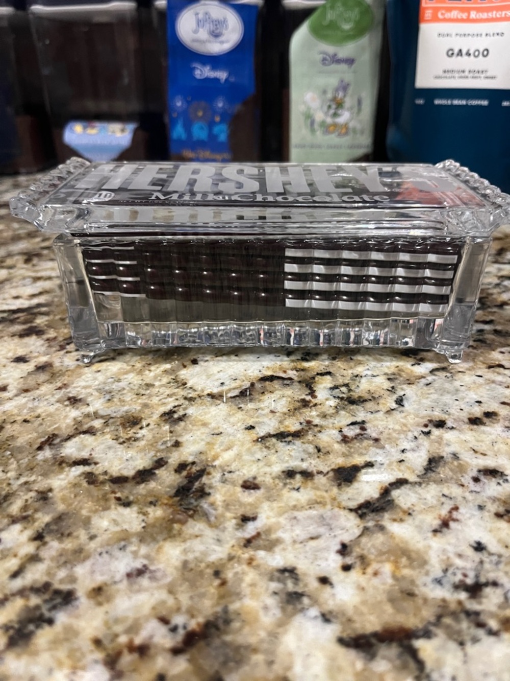 Hershey's Milk Chocolate Candy Bar Glass Covered Candy Dish Etched Classic Brown - Picture 9 of 12